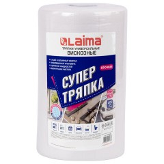 Салфетки универсальные в рулоне 200 шт., СУПЕР ТРЯПКА, 23х25 см, спанлейс/вискоза, 40 г/м2, соты, LAIMA, 605488